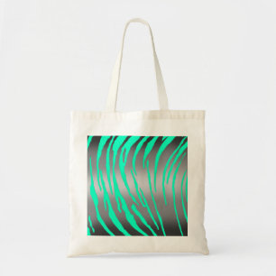 Silver Tiger Stripes Aqua Tote Bag
