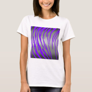 Silver Tiger Stripes Purple T-Shirt