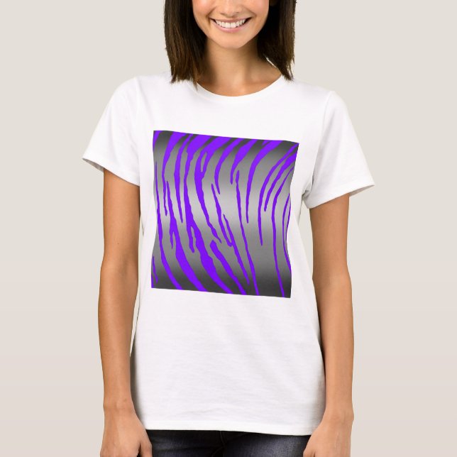 Silver Tiger Stripes Purple T-Shirt (Front)
