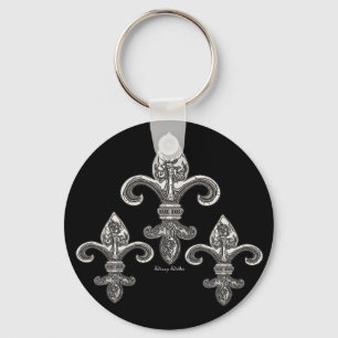 Silver tone Fleur De Lys Keychain
