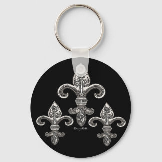 Silver tone Fleur De Lys Keychain
