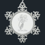 Silver Tone Love & Hope Snowflake Framed Ornament<br><div class="desc">Celebrate the season with this elegant pewter snowflake ornament. Featuring a refined grey-scale version of my hand-drawn 'Love and Hope' floral art, this piece is designed to harmonize perfectly with its silver-toned frame. A beautiful symbol of resilience and beauty, perfect for your holiday tree or as a year-round inspirational window...</div>