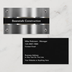 Silver Tone Metallic Construction Business Cards