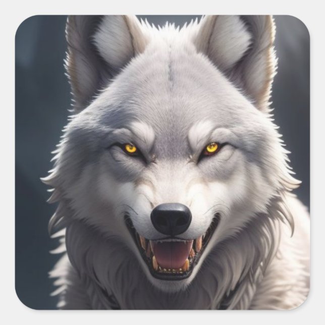 silver topaz wolf sticer square sticker (Front)