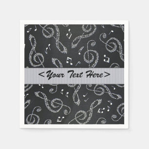 Silver Treble Clefs Stylish Personalize Napkins