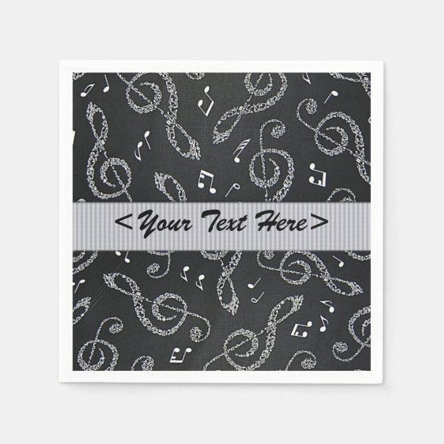 Silver Treble Clefs Stylish Personalize Napkins (Front)