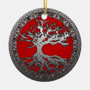 Silver Tree of Life Ceramic Ornament