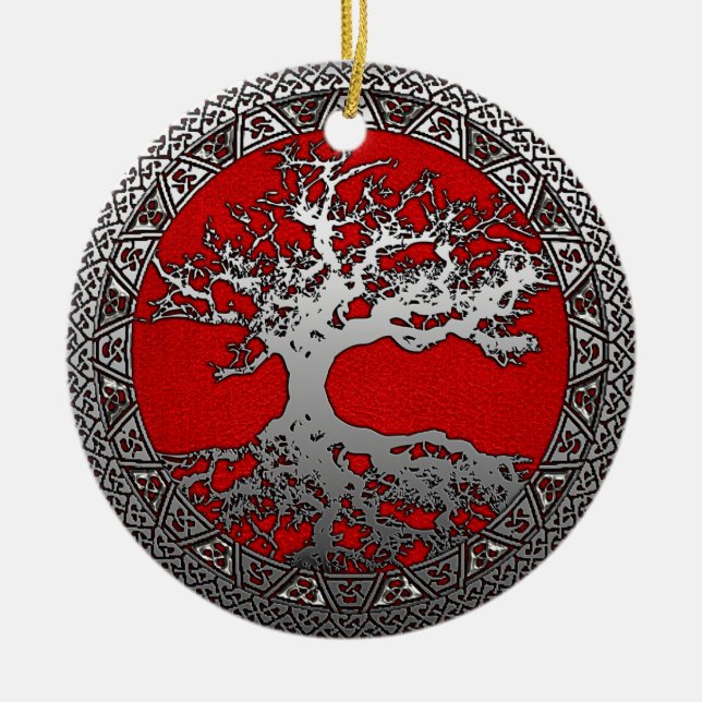 Silver Tree of Life Ceramic Ornament (Front)