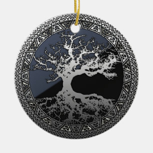 Silver Tree of Life Ceramic Ornament