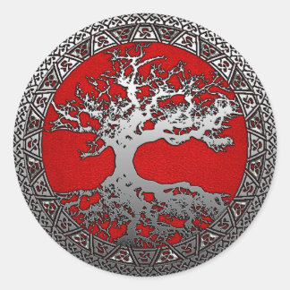 Silver Tree of Life Classic Round Sticker
