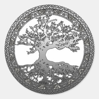 Silver Tree of Life Classic Round Sticker