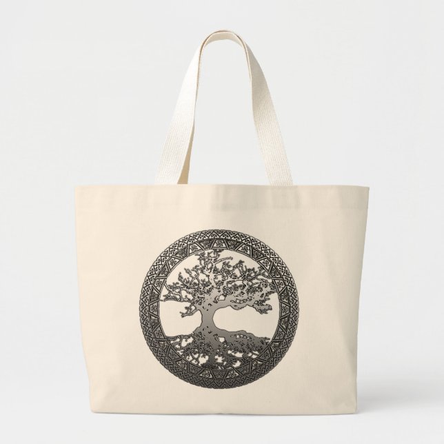 Silver Tree of Life Large Tote Bag (Front)