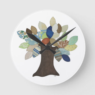 Silver Tree Round Clock