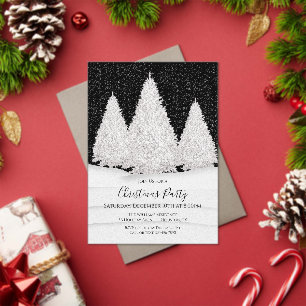 Silver Tree's Snowy Wintry Scene Christmas Acrylic Invitations