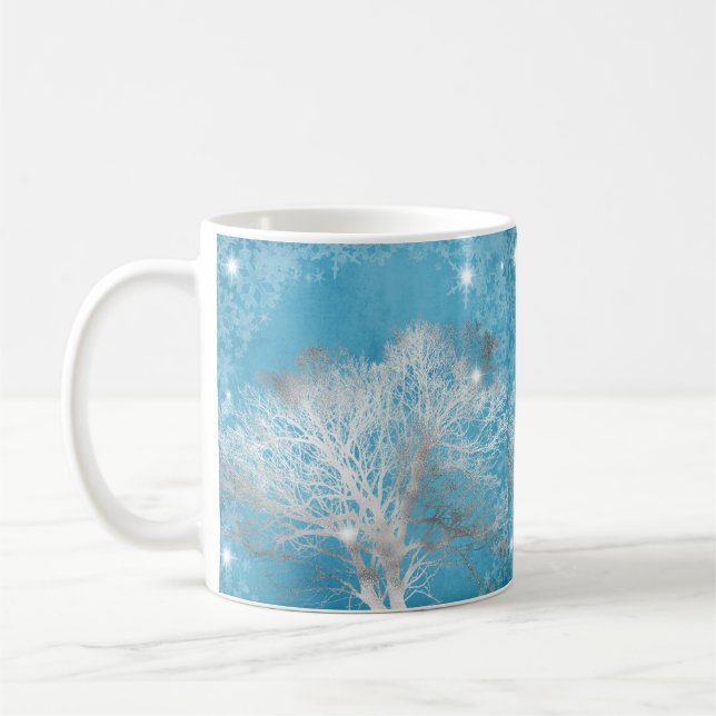 Silver Trees Winter Sublimations Coffee Mug (Left)