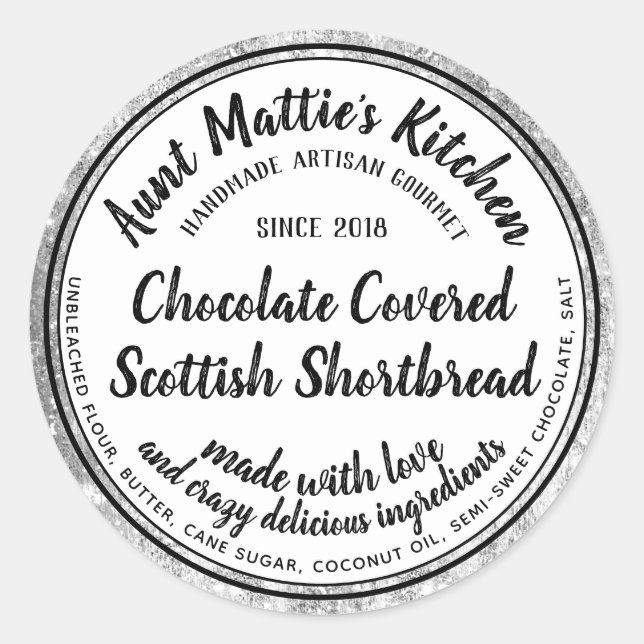 Silver Trim Artisan Gourmet Ingredients Food Label (Front)