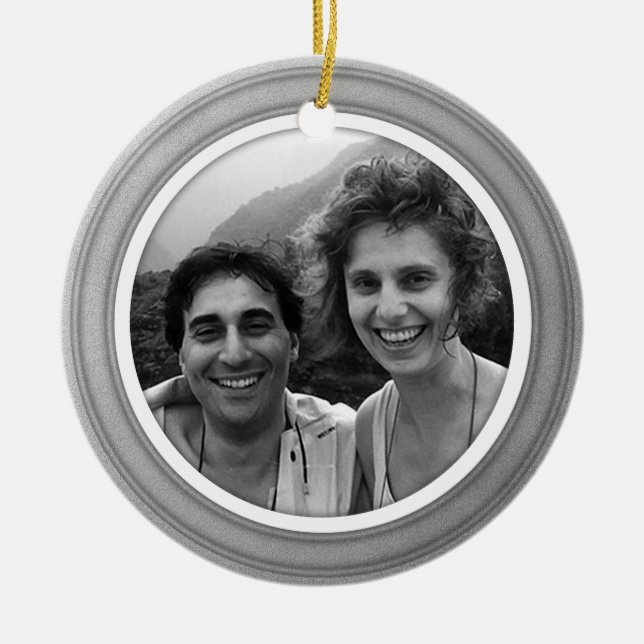Silver Trim with White Bevel Photo Ornament (Front)