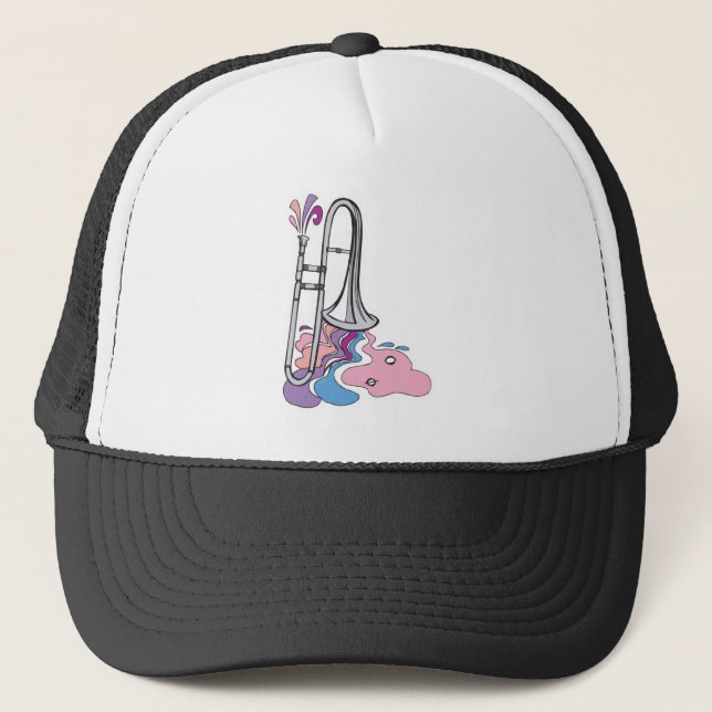 silver trombone design trucker hat (Front)