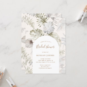 Silver Tropical Foliage Bridal Shower Invitation