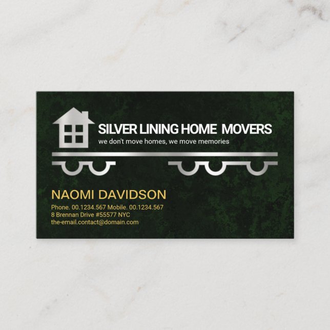 Silver Truck Carriage Home Logistic Mover Business Card (Front)