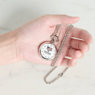Silver Trump necklace watch for republican women