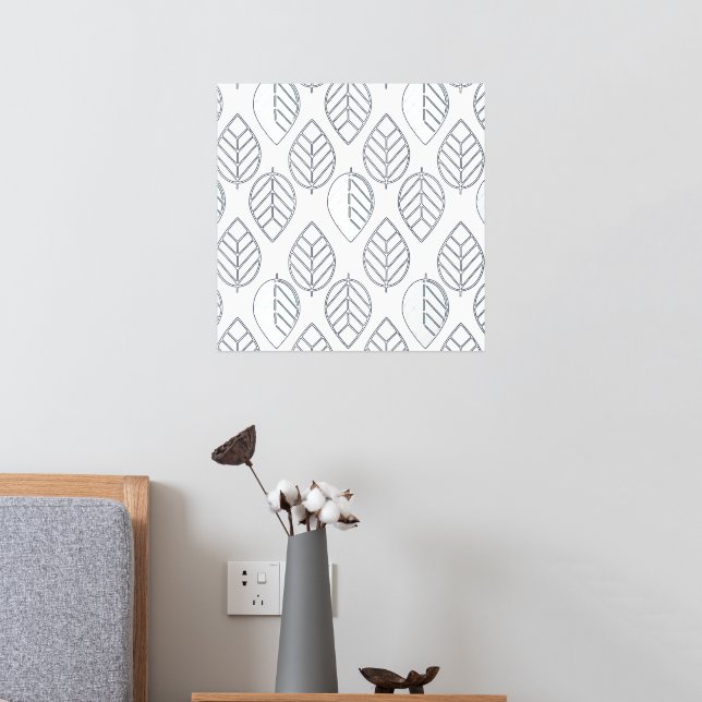 Silver & Turquoise Chic & Modern Leaf Design Foil Prints (In Situ (Bedroom 2))