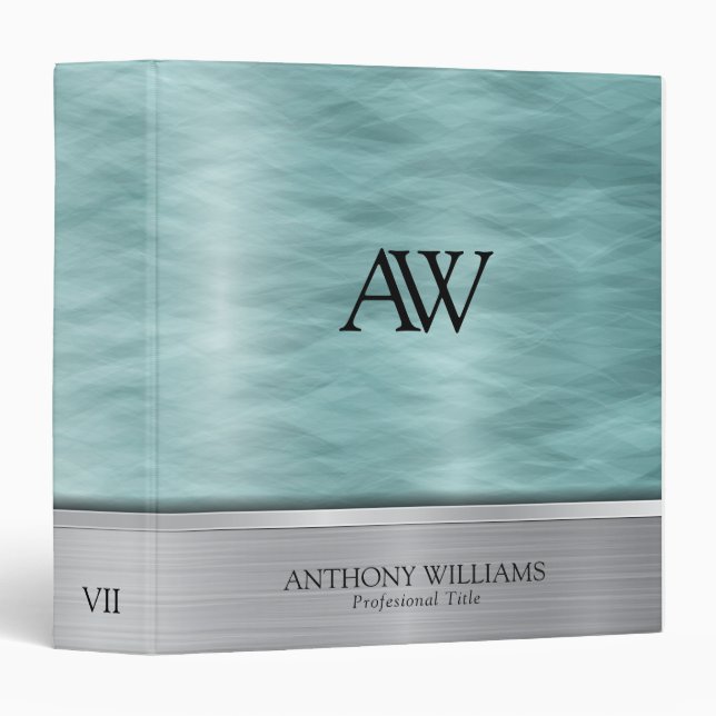 Silver & Turquoise Metallic Background Binder (Front/Spine)