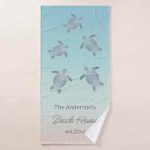 Silver Turtles Beach Style Bath Towel