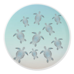 Silver Turtles Beach Style Ceramic Knob