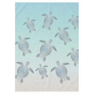 Silver Turtles Beach Style Coastal Tablecloth