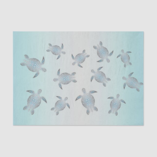 Silver Turtles Beach Style Tissue Paper (Front)