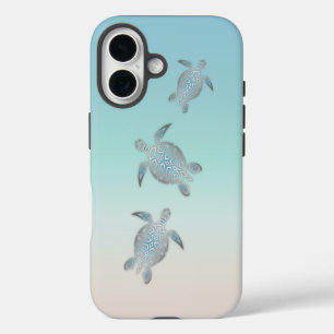 Silver Turtles Beach Style Turquoise Coastal iPhone 16 Case