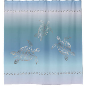 Silver Turtles Blue Gradient Nautical