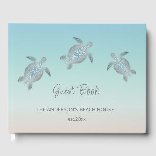 Silver Turtles Turquoise Coastal Beach House Guest Book