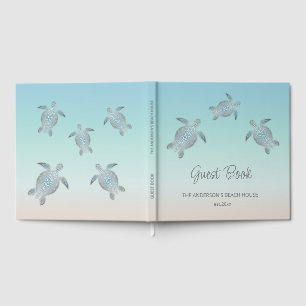 Silver Turtles Turquoise Coastal Beach House Guest Book
