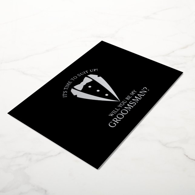 Silver Tuxedo Suit Personalized Groomsman Proposal (Rotated)