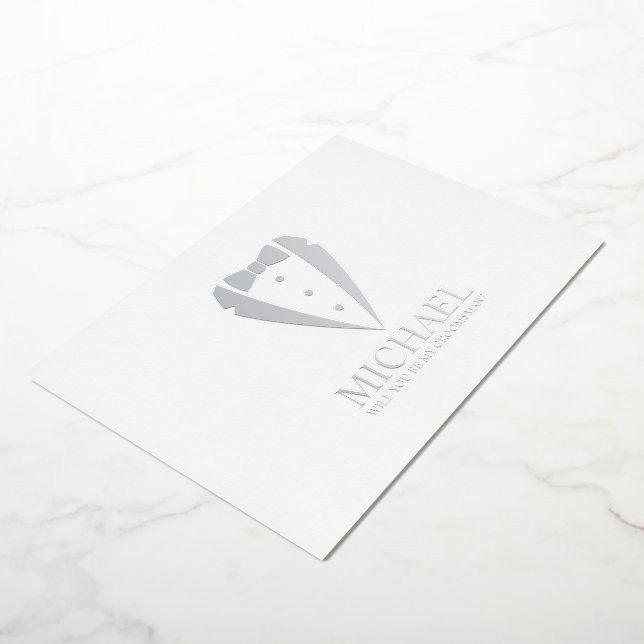 Silver Tuxedo Suit Personalized Groomsman Proposal (Rotated)