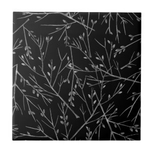 Silver Twigs on Black Tile