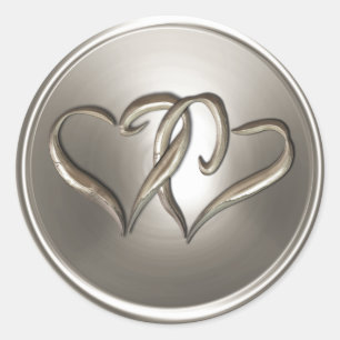 Silver Two Hearts Envelope Seal