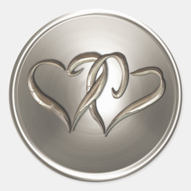 Silver Two Hearts Envelope Seal (Front)