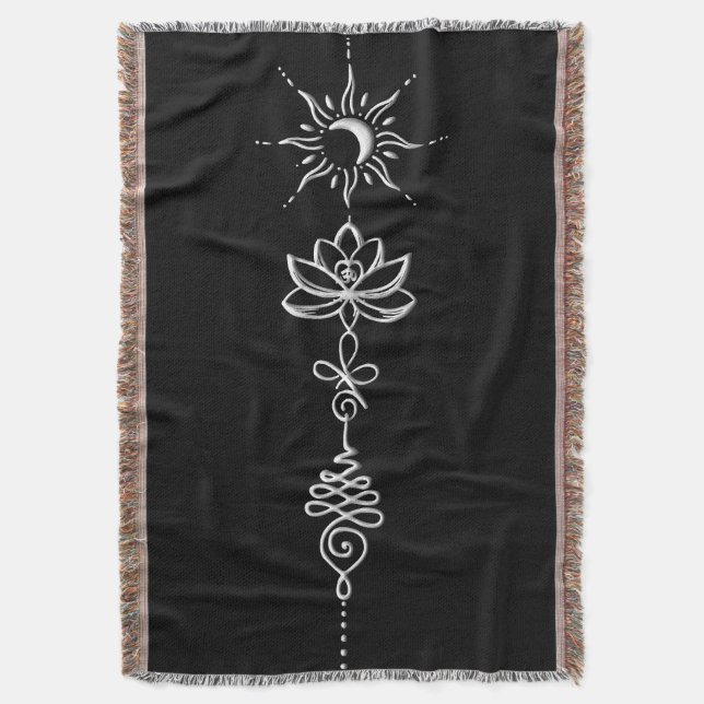 Silver Unalome Group Throw Blanket (Front Vertical)