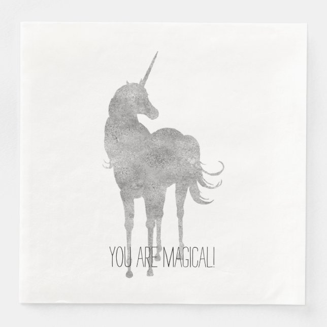 Silver Unicorn Birthday Napkin (Front)