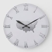 Silver USA Map with Roman Numerals