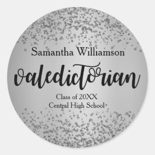 Silver Valedictorian Personalized Gold Sticker
