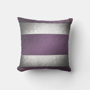 Silver Vertical Stone Sripes In Purple Colour Throw Pillow