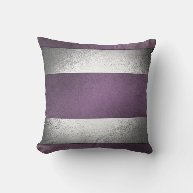 Silver Vertical Stone Sripes In Purple Colour Throw Pillow (Front)