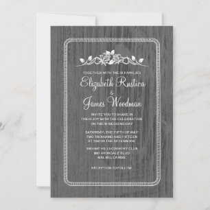 Silver Vintage Barn Wood Wedding Invitations