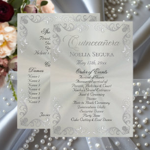 Silver Vintage Border Quinceanera - Pastel Green Program