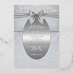 Silver Vintage with Bow Wedding Invitation