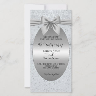 Silver Vintage with Bow Wedding Invitation